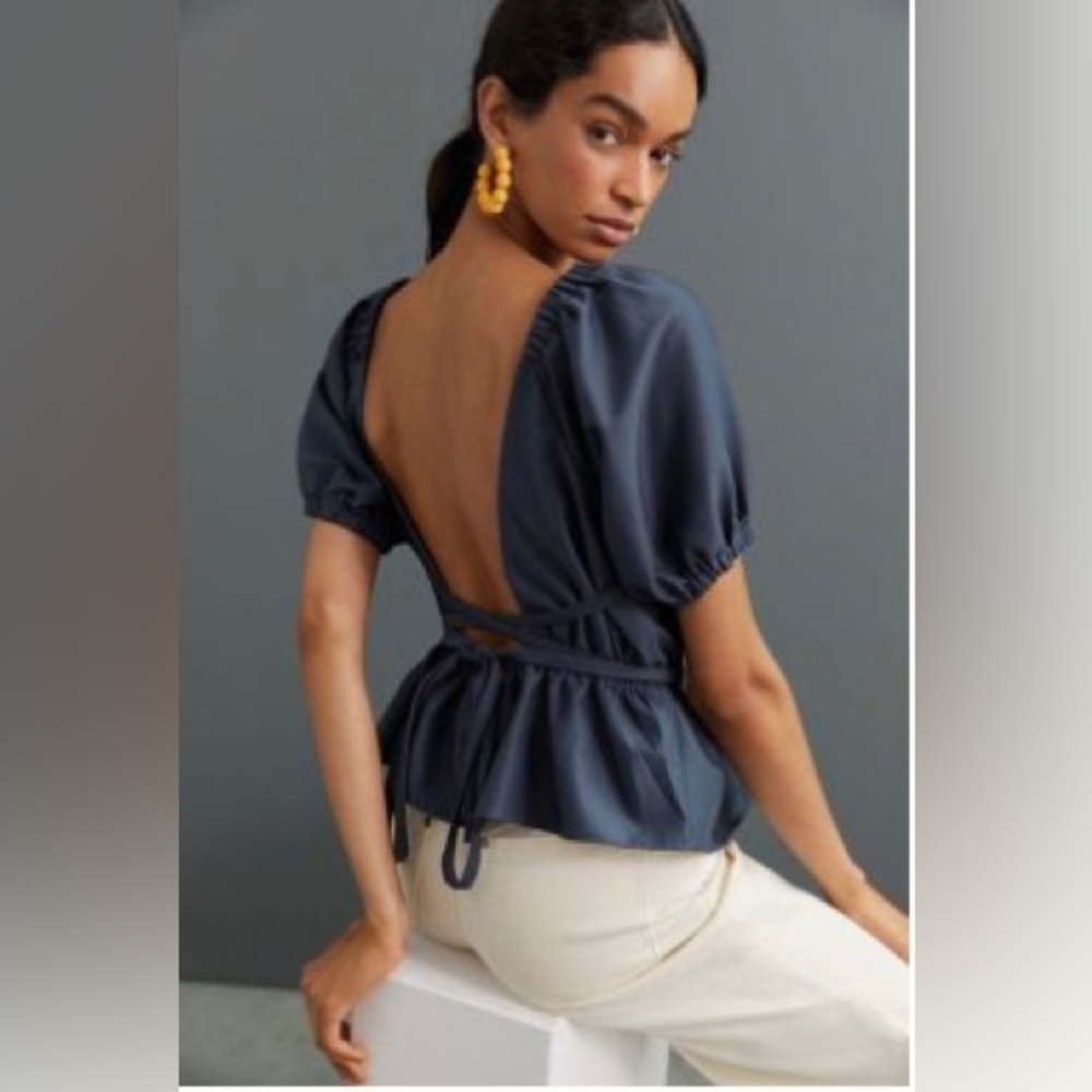 Anthropologie Open Back Peplum Top